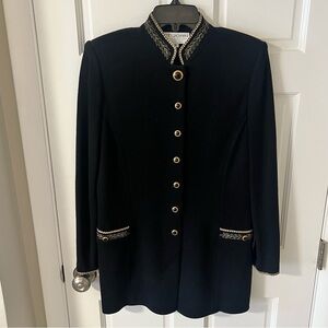 Vintage St. John Evening Black Gold Embroidered 
Knit Jacket Old Money Size 10